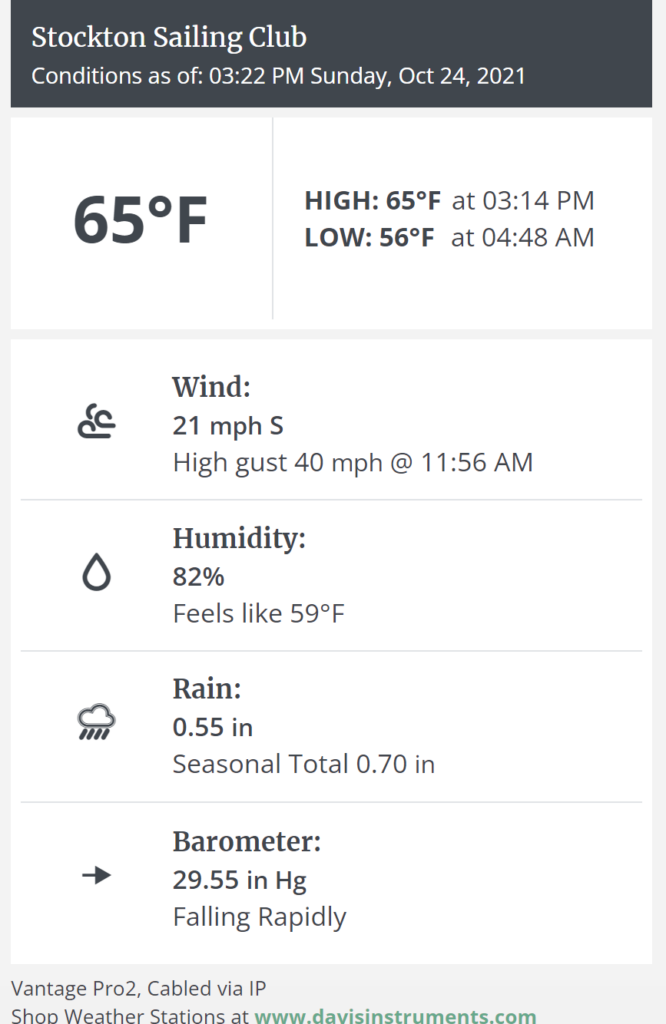 screen grab of SSC Davis Instruments weather station. 